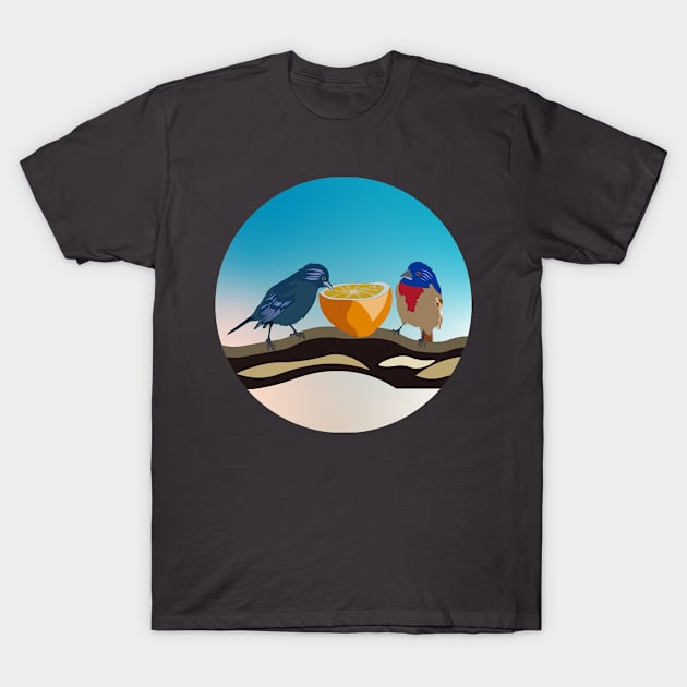 Birds eat lemon T-Shirt by EmarDesign